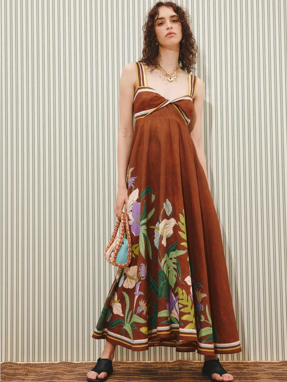 Alemais Brown Floral Maxi Dress NWT